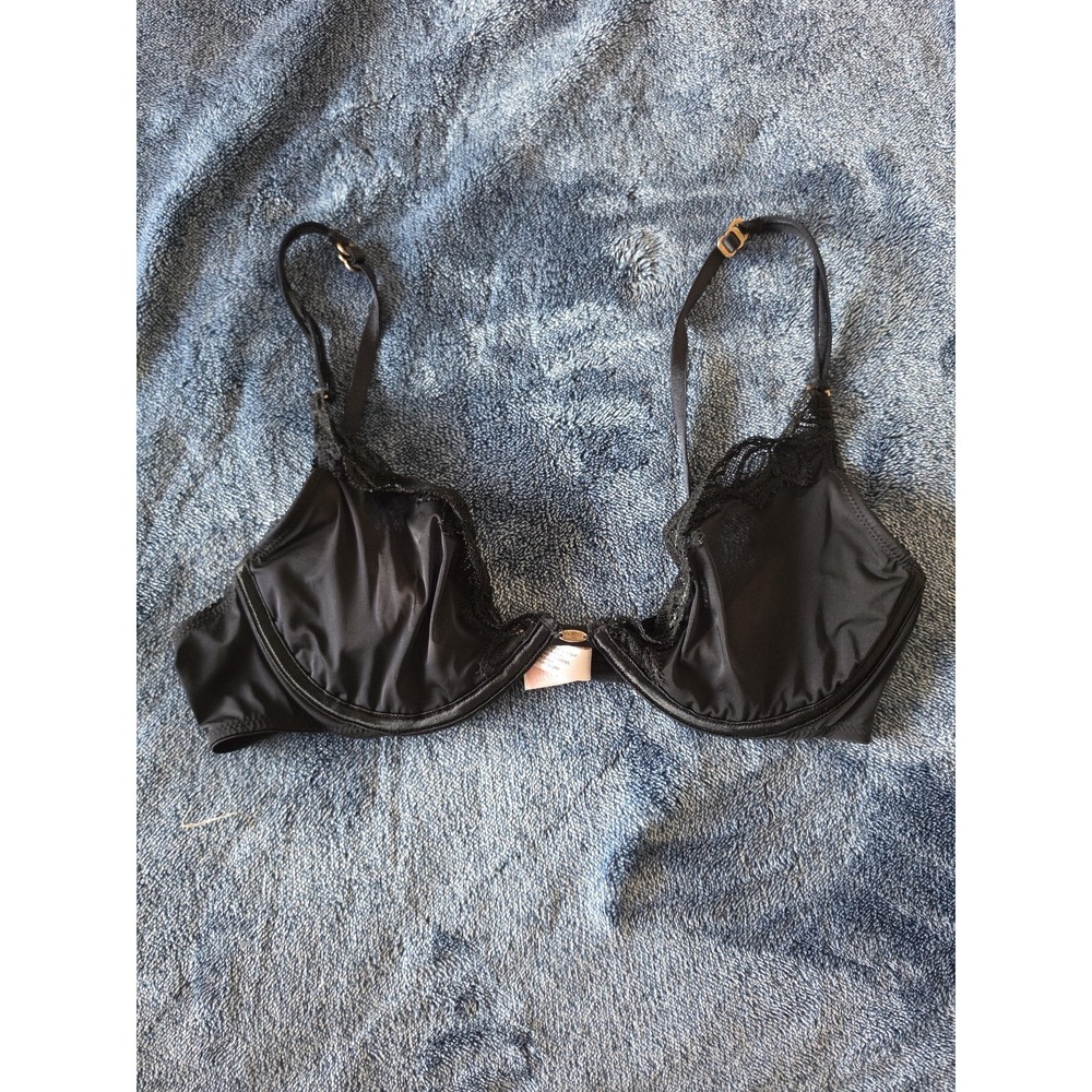 Victoria's Secret Very Sexy Bra 34C Black Satin Lace Solid